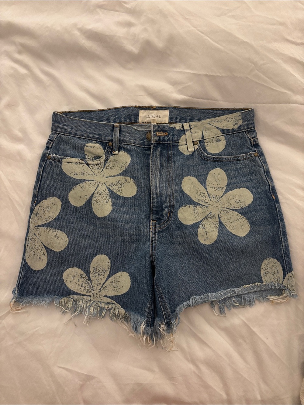 High-Rise Denim Shorts in Blue